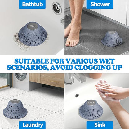 zaa Bathtub Drain Hair Catcher, Premium Silicone Shower Hair Catcher, 1Pack Hair Stopper for Pop Up & Regular Drains of Shower, Bathtub, Bathroom Sink, Bathroom Fixture Accessories, Light Blue