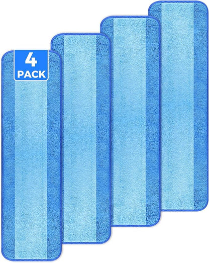 wlich 4-Pack Microfiber Cleaning Pads, 18-Inch Microfiber Mop Pads Compatible with Bona Mop, Washable and Reusable Mop Pad Refills for Hardwood Tile Laminate Floors