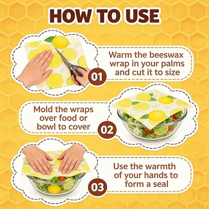 Soboto Beeswax Wraps for Food, Reusable Food Wraps, Sustainable Beeswax Paper Beeswax Sandwich Wrap Beeswax Storage(13x39inch)