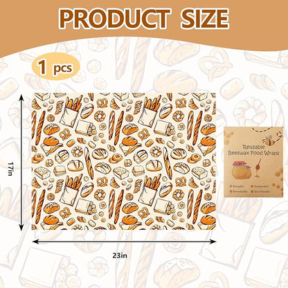 JarThenaAMCS Baking Beeswax Wrap Food Sandwich Wrap Sheet Bread Reusable Oil-Proof Picnic Liner for Home Party Kitchen Supplies