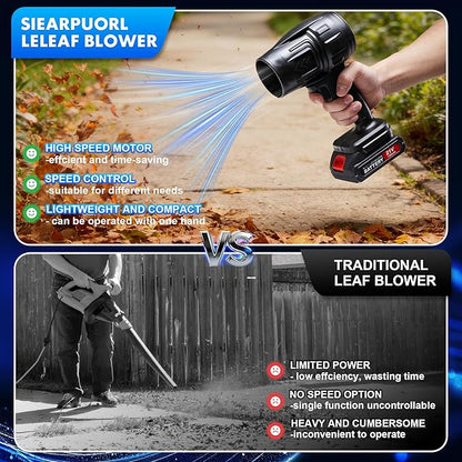 21V Handheld Leaf Blower – 98,000RPM High-Speed Motor, 1.9LB Ultra-Lightweight Hand Blower with 2 Batteries & Charger for Yard, Patio, Car Drying & Workshop