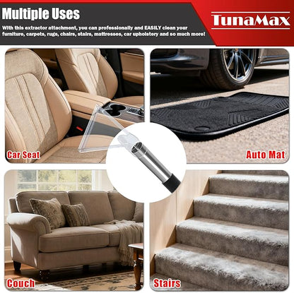 TunaMax Universal Work with All Shop Vacs Clear Extractor Attachment with 1-1/4" & 1-7/8" & 2-1/2" Adapters for Upholstery & Carpet Cleaning & Auto Detailing, Wet/dry Vacuum Extraction Accessory