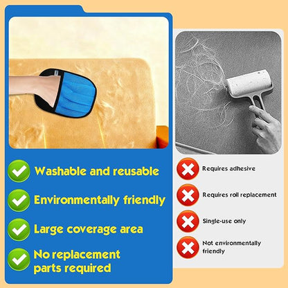 Pet Hair Removal Glove for Cats & Dogs, 2 Pcs Thickened Five-Finger Electrostatic Hair Remover Golve,Magic Brush with Pet Hair Remover Comb on Carpet, Clothing, Laundry, Couch