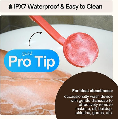 Aura Body Clean Pro⁺ - Silicone Electric Body Scrubber for Acne, Ingrown Hair & KP - IPX7 Waterproof, Rechargeable Exfoliating Shower Brush with Handle. Freeform Grip, & 7000+ Sonic Vibration - Forest