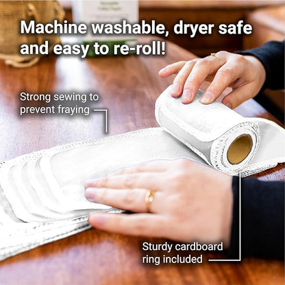 ZeroWastely 24 Reusable Toilet Paper Washable Roll - Bidet Towels Washable Toilet Paper - Cut Back & Waste Less with our Colored Super Soft, Absorbent & Re-Rollable Cloth Wipes - White Edition