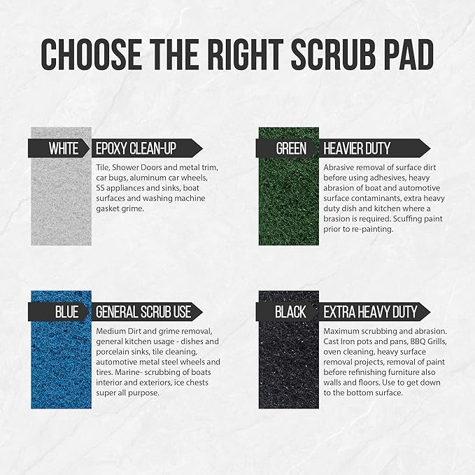 Scrub Doctor 6-Pack of 10 x 4.5 x 1 in. Large Green Scrub Pads and Scrub Pad Holder Scrub-HLD-L-GRN-6, Heavy-Duty Scrubbing Pads for Boat and Automotive Surfaces, Dishes, Kitchens, and Paint Scuffing