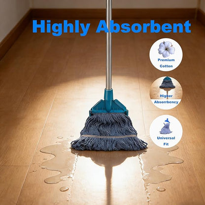 Commercial Mop Head Replacement 6 Pack, Heavy Duty Cotton Mop Heads, Super Absorbent & Washable Floor Cleaning Mop Refills for Cleaning Services, Offices & Home Use
