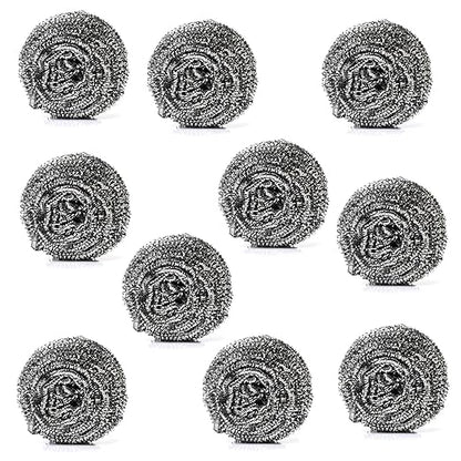 10 Pack Stainless Steel Scourers by for Dishes, Pots, Pans, and Ovens. Easy scouring for Tough Kitchen Cleaning