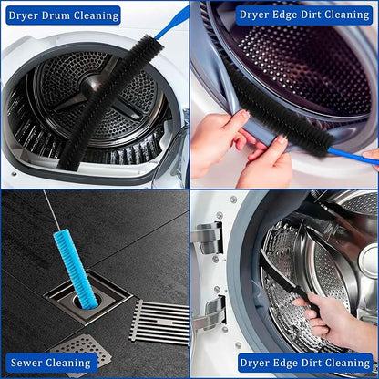 Dryer Vent Cleaner Kit with Dryer Vacuum Hose Attachment, 4-in-1 Multi-Lint Remover Brush, Suitable for Most Aacuum Cleaners for Efficient, Safe, and Thorough Dryer Lint Cleaner Tools (Black)