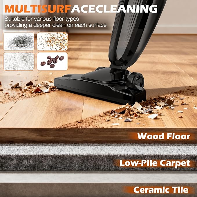 Zefiro Lightweight Corded Stick Vacuum, High Suction Bagless Small Vacuum Cleaner for Carpet Hardwood Floor Pet Hair, Portable Handheld Vacuum for Home RV Apartment Stairs Sofa