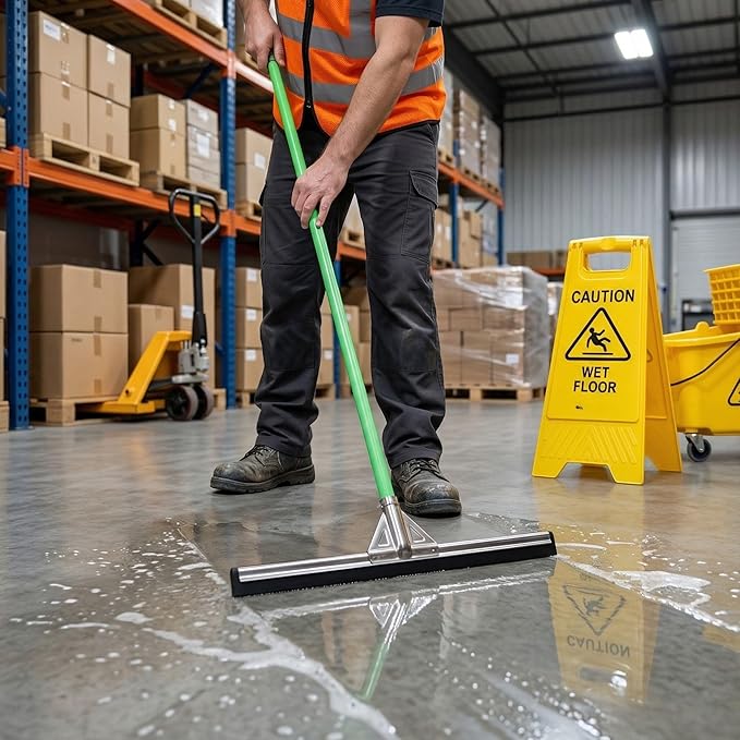 Restaurantware-SQUEEGEE ONLY: Clean Tek Professional 21.75 Inch Floor Squeegee, 1 Broom With Double Rubber Blade - Handle Sold Separately, Heavy-Duty, Steel Wiper For Concrete Floor