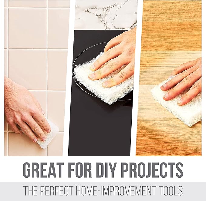 The Tile Doctor Multipurpose Scrub Pad - Ideal for Bathroom, Kitchen & Floor Cleaning - Non-Scratch Dish Sponge & Shower Scrubber - Non Abrasive - (White - Light Duty, 6 Pack)