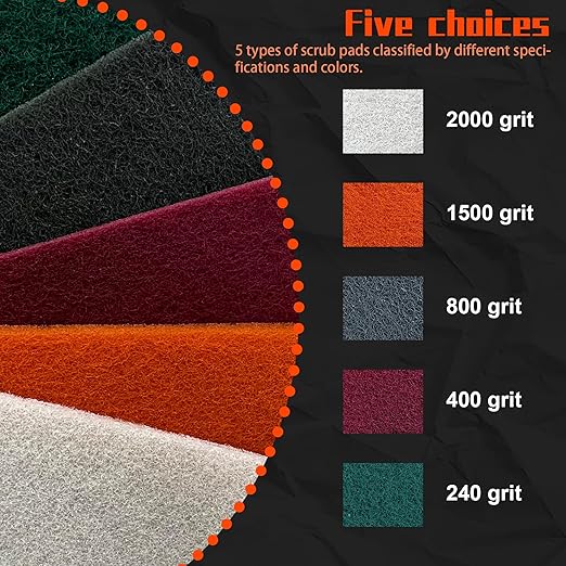 Hand Pads Coarse Medium Fine Superfine 5 Different Specifications Assortment General Purpose Scouring Pad ldeal for Garden Tools and Grills, Automotive Body Tools 15 Pack 6 x 9 Inch