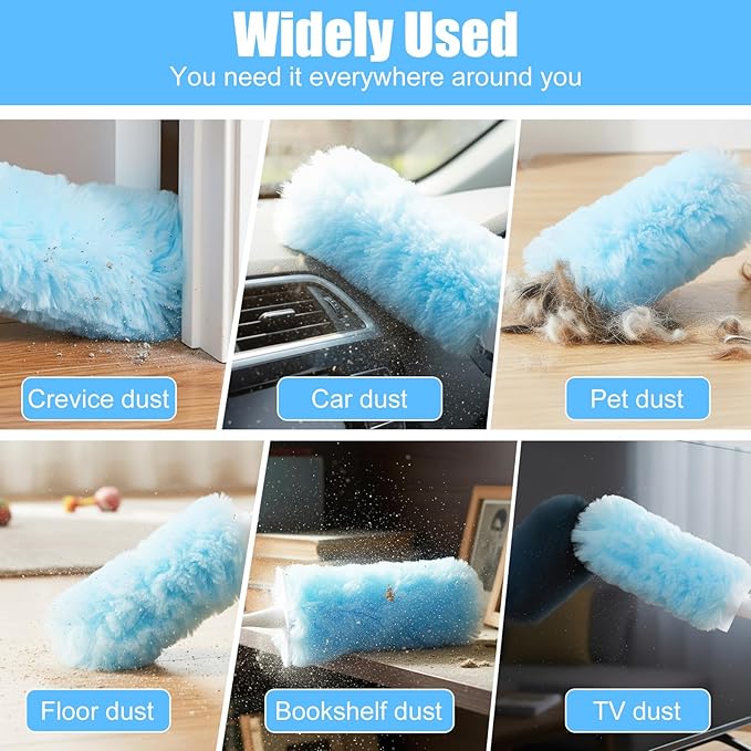 40 Count Duster Refills Compatible with Swiffer Handle Most Duster Handle, 360° Heavy Duty Duster Refills Disposable Microfiber Dusters with 2 Hands for Dusting Cleaning (Blue)