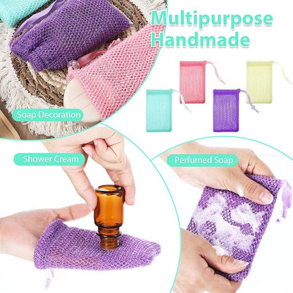 4 Pack Soap Savers for Bar Soap Exfoliating Net Mesh for Shower Holder Mesh Foaming Bag for Bath & Shower (5.5 x 3.5 in, 4 Colors)
