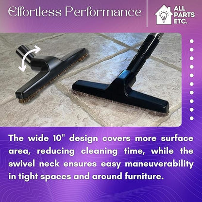 1.25" Vacuum Floor Brush Attachment – 10” Wide Soft Bristles with Two Adapters for 1.375" & 1.5" Compatibility Fits many Shop Vac, Shark, Hoover, Eureka, Dirt Devil, Miele, Oreck, and More