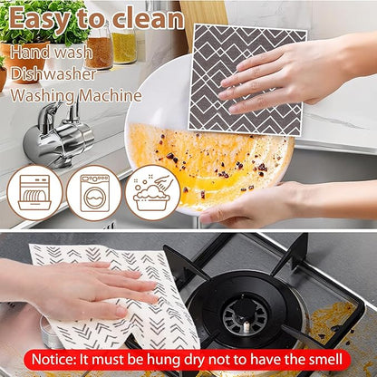Mabor 5 Pcs Swedish Dishcloths for Kitchen Geometric Washable Dish Rags Reusable Cleaning Paper Towels Absorbent Counter Dish Cloth Kitchen