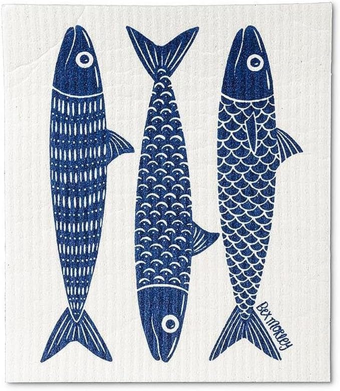 Abbott Collection Fish & Lemons Amazing Swedish Dish Cloths, Set of 2 - Cellulose/Cotton (6.5x8 L)