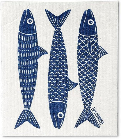 Abbott Collection Fish & Lemons Amazing Swedish Dish Cloths, Set of 2 - Cellulose/Cotton (6.5x8 L)