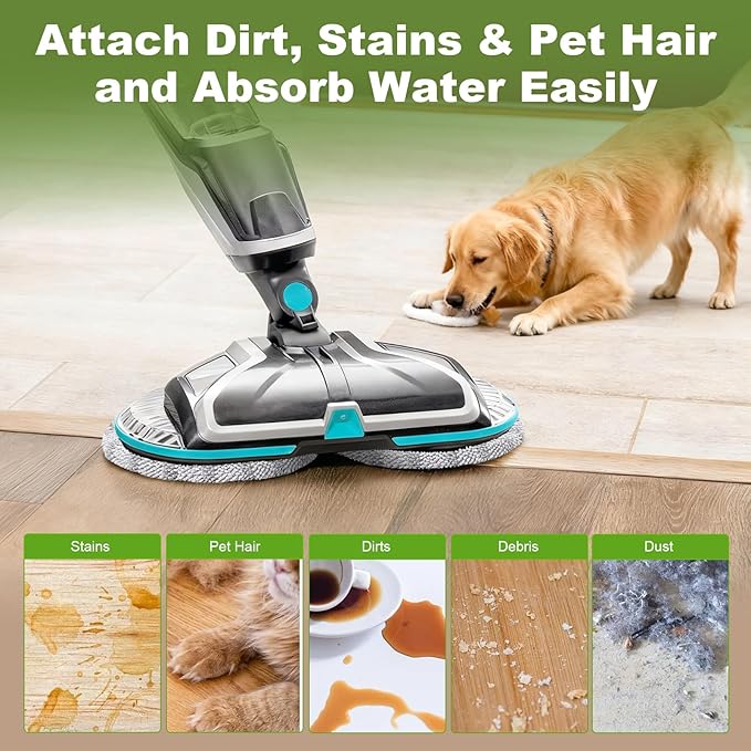 6.3 inch Electric Mop Pads Replacement for Vmai Alfabot Qimedo Idoo Eous Bi-ssell Electric Spin Mop: Round Spinwave Spin Wave Mop Pad, Microfiber Soft Scrubber Mop Pads for Floor Cleaning (4 Pack)