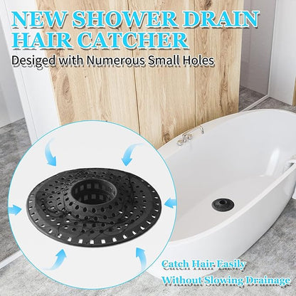 Aluvor Shower Hair Drain Catcher, Silicone Bathtub Drain Hair Catcher Strainer, All-in-one Tub Hair Catcher Drain Protector for 1.48'' to 1.76'' Regular Drains, 3PCS/NBlue Black DGreen
