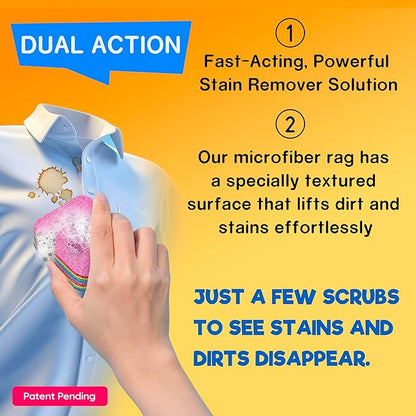 Magical Fiber Stain Remover- Use as Spot Remover- No Dry Cleaning Food, Grease, Coffee Off Laundry, Tea, Fabric, Pet Stains, Stain Remover Sponge Clothes, Carpet, Sofa, Mattress & Upholstery (3 Pack)