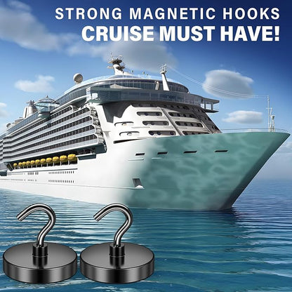 FINDMAG Black Magnetic Hooks for Classroom, 150lbs Magnetic Hooks for Hanging, Cruise Ship Magnets, Strong Magnets Heavy Duty, Locker Decorations, Fridge Decor, Office Supplies, 10 Pack