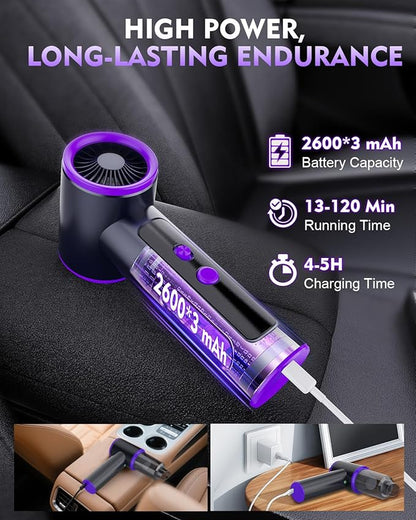 100-Speed Stepless Adjustable Mini Vacuum Cleaner: 16000PA Strong Suction Cordless Hand Held Car Vacuum and Air Duster with Digital Display Keyboard Vac for Sewing Machine Home Office Pet Hair