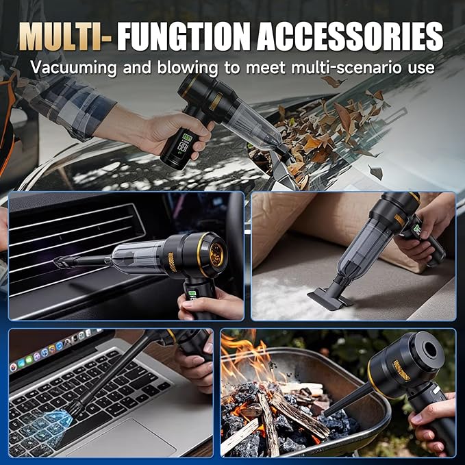 Handheld Vacuum Cordless, 17000PA High Power Car Vacuum Portable Cordless, Brushless Motor with Digital Display, Car Vacuum Cleaner for Office Desk Home Kitchen Car Pet Hair