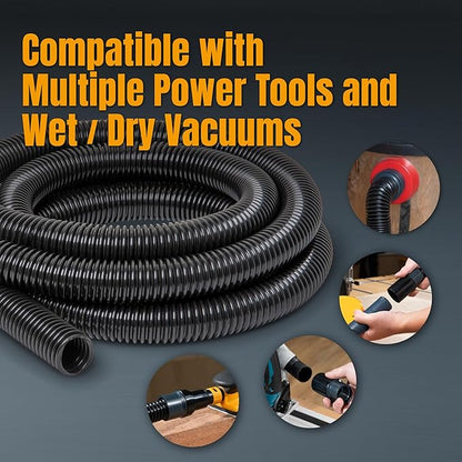 POWERTEC 70356 10 ft. Vacuum Hose Dust Collection Kit for Woodworking Power Tools, Wet/Dry Work Shop Vacuums, Miter Saw and Table Saw