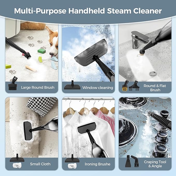 Steam Mop, 12-in-1 Powerful Handheld Steam Cleaner Detachable Steam Mops for Floor Cleaning, 565ML Removable Tank, 23FT Power Cable, MultiPurpose Steamer for Hardwood, Tile, Grout, Furniture
