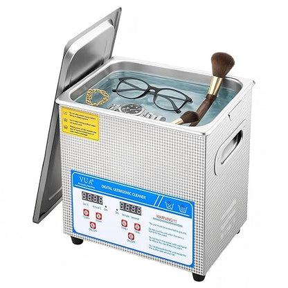 VUA 3L Ultrasonic Cleaner with Digital Timer & Heater, Professional Ultra Sonic Cleaner, Ultrasonic Parts Cleaner for Glasses Watch Denture Dental Irrigator Ring Jewelry Tools Circuit Board
