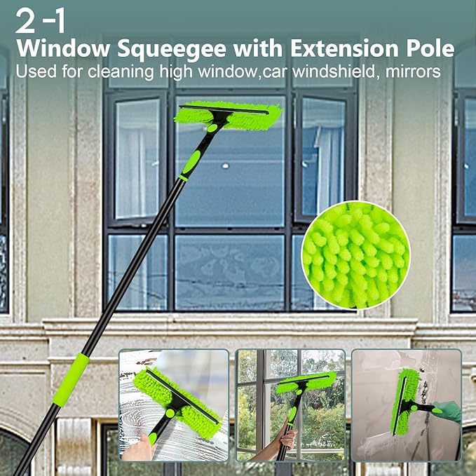 CALBEAU 8 Foot Dusters for Cleaning, Duster with Extension Pole, Microfiber Feather Duster Used for Cleaning Ceiling Fan, High Window, Blinds, Shutters, Sofa, Cobweb Duster for Home (14 PCS)