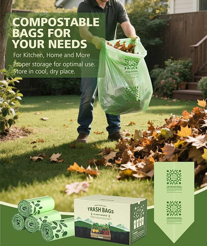Compost bags 13 gallon 60 Packs, Large Compostable Trash Bags，AYOTEE Biodegradable Trash Bag 13 gallon,Thicked Tall kitchen Garbage Bag Unscented