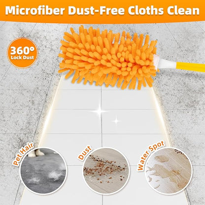 8 Pack Reusable Duster Refills Compatible with Swiffer Hand Duster, Washable Microfiber 360 Heavy Duty Dusters Refills for Dusting Cleaning(Include 1 Handle & Laundry Bag)