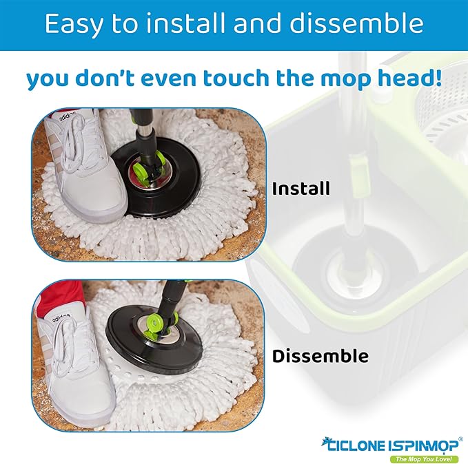 3-Pack Spin Mop Replacement Head - Spin Mop Refill Microfiber - Ciclone Ispinmop 360 Mop Head Refill - Spin Mop Head Replacement - Spin Mop Replacement Mop Pack of 3