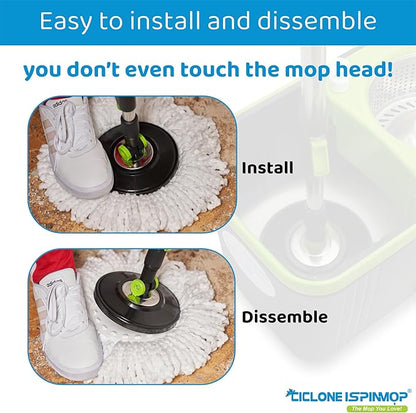 3-Pack Spin Mop Replacement Head - Spin Mop Refill Microfiber - Ciclone Ispinmop 360 Mop Head Refill - Spin Mop Head Replacement - Spin Mop Replacement Mop Pack of 3