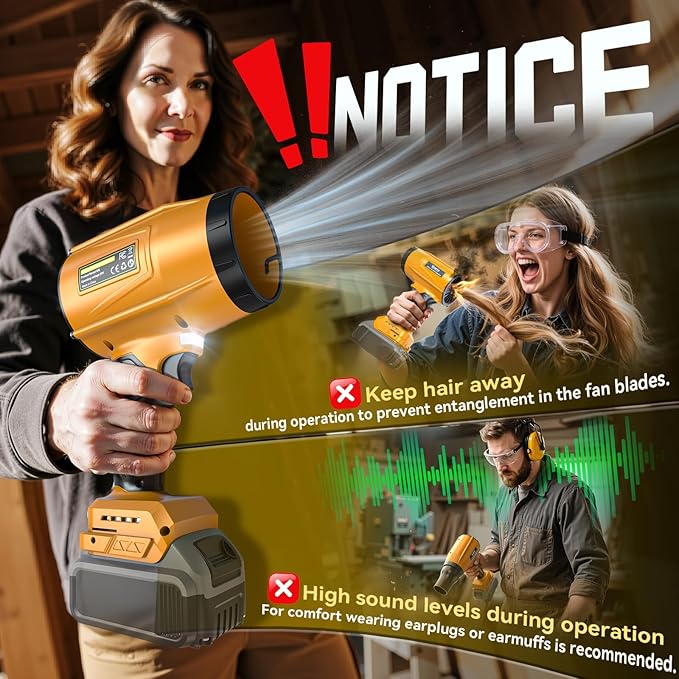 800,000 RPM Leaf Blower Compatible with Dewalt 20V: Ecarke Cordless Dust Blower, Electric Turbo Jet Blower Handheld Battery Powered with Brushless Motor for Patio Garden Lawn (Tool Only, No Battery)