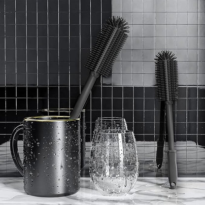 Long Silicone Bottle Cleaning Brush | 2 Pack| 16”+13”Water Bottle Brush Cleaner Brush for Hydro Flask,Glassware,Vacuum Sports Bottle&Vases,Silicone Water Bottle Cleaner Brush for Narrow Neck