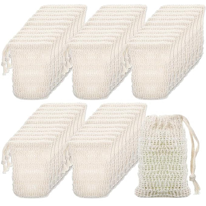 Molain Soap Bag, 50 Pack Natural Sisal Soap Saver, Bar Soaps Pouch for Exfoliating, Foaming, and Drying Soaps Bars
