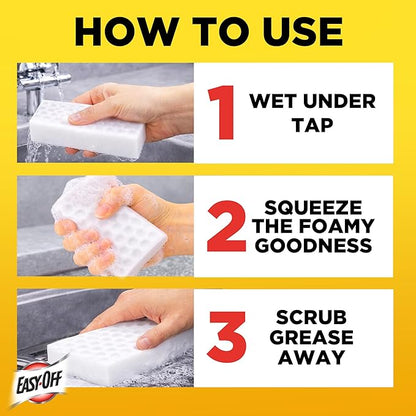 Easy‑Off Heavy Duty 2‑in‑1 Ultra Thick Eraser & Degreasing Formula, 5 Multi‑Use Cleaning Pads — Cuts Through Tough Grease & Grime in Seconds