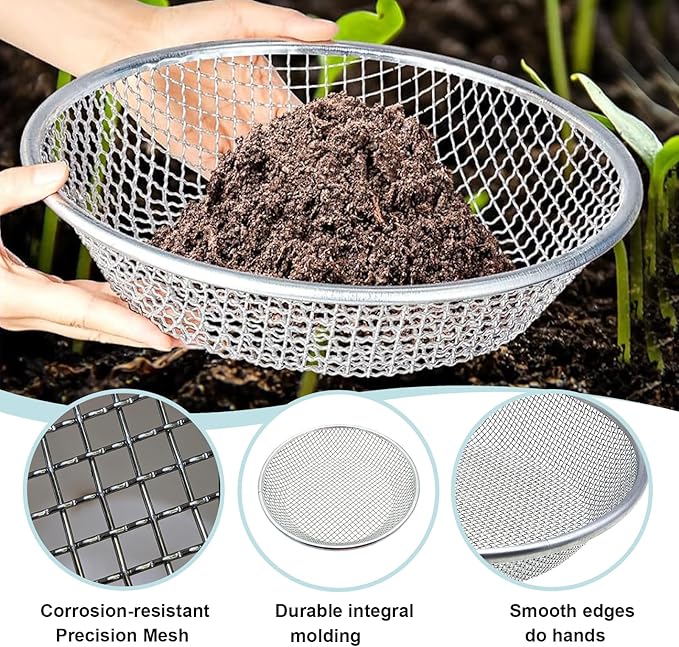3/8 Inch Soil Sifter for Gardening, Rock Sifter for 5Gallon Bucket,Compost Sifter Dirt Sifter,Captures Dirt Rocks Sawdust
