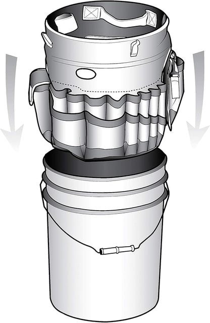 Bucket Boss Auto Boss Wash Boss Organizer for a 5 Gallon Bucket, with Fast-Drying, Exterior Mesh Pockets for Car Supplies, Allowing for Soap and Water in the Bucket, in Black, AB30060