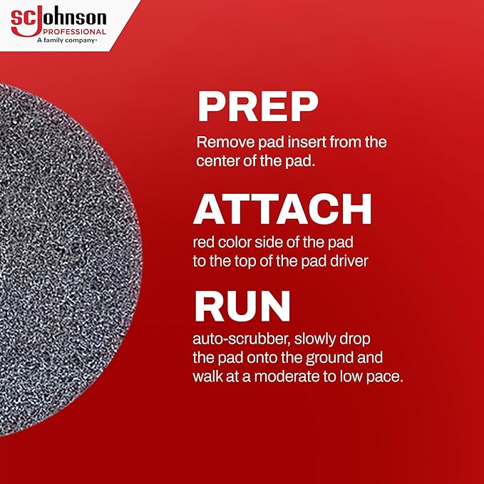 SC Johnson Professional EZ Care Heavy Duty Scrubbing Pads, 20 Inch Diameter, 5 Count, for Professional Use Only