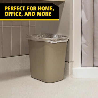 Rubbermaid Commercial Products Resin Wastebasket/Trash Can, 7-Gallon/28-Quart, Beige, Plastic, for Bedroom/Bathroom/Office, Fits Under Desk/Sink