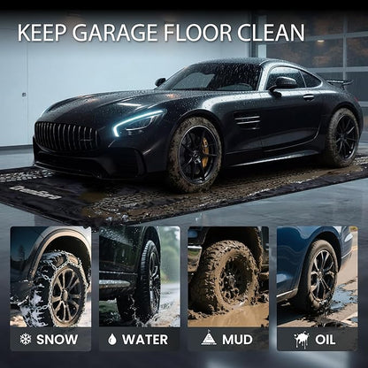 8’5" x20’ Heavy-Duty PVC Garage Floor Mat with Waterproof Protection for Cars, SUVs & Trucks – Non-Slip Durable Containment Mat for Garage Parking