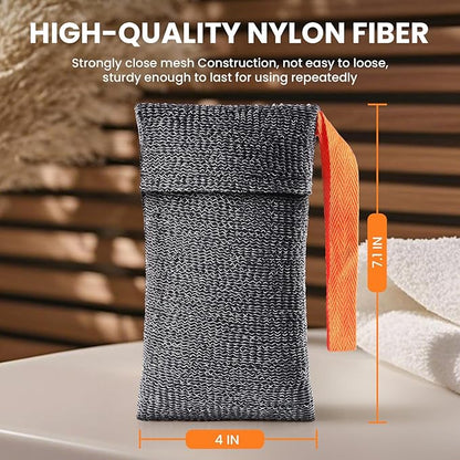 Soap Bag, 2PCS Bar Soap Pouch for Deep Exfoliating, Body Scrubber Shower Sponge Loofah, Exfoliating Bath Sponge, Foaming Scrubba Wash Bag for Body Washing, Travel with Quick-Dry Mesh