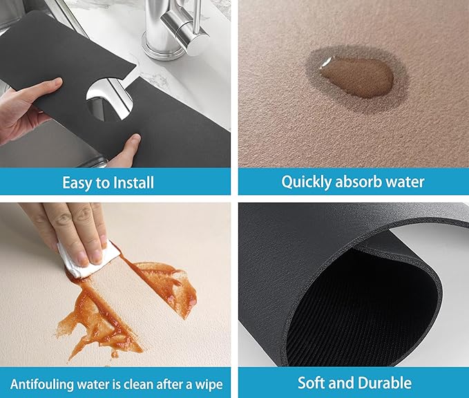 Kitchen Sink Splash Guard Faucet Mat - Super Absorbent Fast Drying Mat, Christmas Tree Pattern, 23.5" x 5.5" Microfiber Diatomite, Dish Drying Mat, 1 PC
