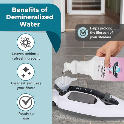 Steam & Go Demineralized Water - Multi-Surface Cleaner for Steam Cleaners, Hardwood Floors, Kitchens, & Bathrooms - Germ-Killing Formula - Hotel California Scent - 32 Ounces (Pack of 1)