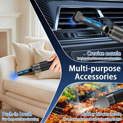 Handheld Vacuum Cordless, Car Portable Mini Vacuum Cleaner 13000 PA Suction Power with 2 HEPA Filter, 2 Suction Modes, Hand Held Vacuum Rechargeable for Car, Home, Pet Hair, Office, Keyboards Black